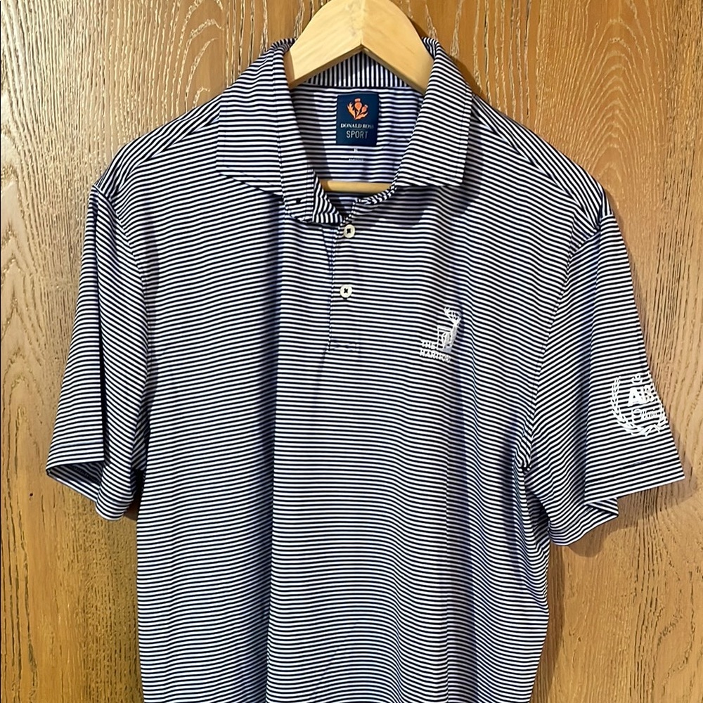 Donald Ross - The Hartford Blue and White Striped Polo Shirt ALS Classic